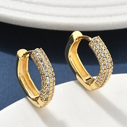 Настоящее золото 18K Латунные серьги-кольца из прозрачного кубического циркония, ромб, реальный 18 k позолоченный, 18x19x4 мм