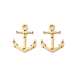 Anchor & Helm 201 подвески из нержавеющей стали, лазерная резка, Тема океана, золотые, якорь и штурвал, 15.5x12x1 мм, отверстие : 1.6 мм
