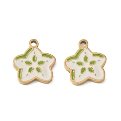 Carambola Фрукты 304 подвески из нержавеющей стали с эмалью, золотые, ионное покрытие (ip), подвески из карамболы, 13x12x1.5 мм, отверстие : 1.5 мм