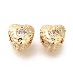 Золотой Латунные микро проложить кубического циркония, сердце, квадратный, , золотые, 4.5x5x4 мм, отверстие : 1.8 мм