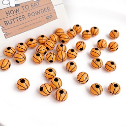 Basketball Акриловые бусины, ремесло бусы, спортивные мячи, баскетбол, 11.5~11.9x11 мм, отверстие : 4 мм, 595 шт / 500 г