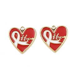 Настоящее золото 18K 304 нержавеющей стальной эмали подвески, сердце со словом надежды, ионное покрытие (ip), ручная полировка, реальный 18 k позолоченный, 15.5x15.5x2 мм, отверстие : 1.4 мм