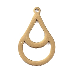 Golden 304 Stainless Steel Pendants, Teardrop with Moon Charms, Hand Polished, Ion Plating(IP), Golden, 25x15x1.4mm, Hole: 1.5mm