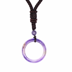 Amethyst Natural Amethyst Pendant Necklaces, Ring, 19.69 inch(50cm)