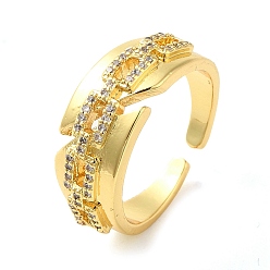 Real 16K Gold Plated Brass Micro Pave Cubic Zirconia Cuff Rings, Cadmium Free & Lead Free, Real 16K Gold Plated, Inner Diameter: 18mm