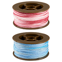 Couleur Mélangete 2 rouleaux 2 cordons torsadés ronds en polyester teints par segment de couleur, avec du plastique pour animaux de compagnie, pour la fabrication de bijoux, couleur mixte, 1mm, environ 29.53 yards (27m)/rouleau