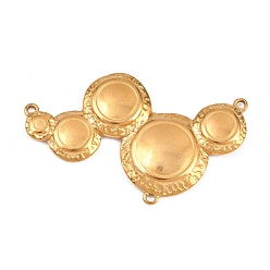 Настоящее золото 18K 304 нержавеющей стали ссылки люстра компонент, несколько круглых ссылок, реальный 18 k позолоченный, 26x43x3 мм, отверстия : 1.5 mm и 1.4 мм