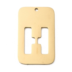 Letter H 304 подвески из нержавеющей стали, прямоугольник с буквой, ионное покрытие (ip), реальный 18 k позолоченный, Письмо ч, 33x20x1.5 мм, отверстие : 1.8 мм