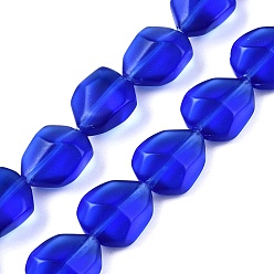 Синий Матовые стеклянные бусины, имитация драгоценных камней, граненые, самородки, синие, 12x9.5x6.5 мм, отверстие : 0.9 мм, около 50 шт / нитка, 23.23~23.62'' (59~60 см)