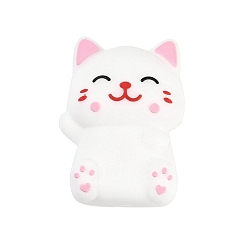 Cat Shape Силиконовые бусины, изготовление ожерелий и браслетов своими руками, мультфильм животное, белые, форма кошки, 26.5x19x13 мм, отверстие : 2 мм