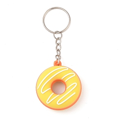 Желтый Сплав брелки, с подвесками из пвх, пончик, желтые, 9.8 см