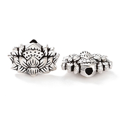 Античное Серебро Сплавочные овальные бусины тибетского стиля , цветок лотоса, античное серебро, 8.5x12x4.5 мм, отверстие : 1.6 мм, 892 шт / 1000 г