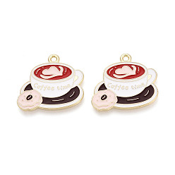 Малиновый Подвески из эмали и сплава, кофейные чары, золотые, малиновый, 22x24x1 мм, отверстие : 1.7 мм