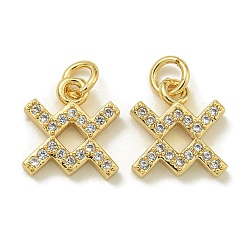 Водолей Стойка металлическая латунная микропрофилированная кубическая циркония подвески, долговечный, без свинца и без кадмия, созвездий, Водолей, 10x9.5x2 мм, отверстие : 2.5 мм