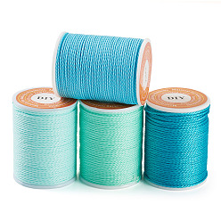 Light Sea Green 4 Rolls 4 Colors Round Waxed Polyester Cord, Taiwan Waxed Cord, Twisted Cord, Light Sea Green, 1mm, about 12.02 yards(11m)/roll, 1 roll/color