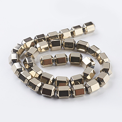 Antique Bronze Plated Vacuum Plating Electroplate Non-magnetic Synthetic Hematite Beads Strands, Grade A, Faceted, Column, Antique Bronze Plated, 12x10mm, Hole: 1mm, 1mm, about 34pcs/strand, 15.7 inch(40cm)