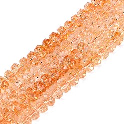 Оранжевый Хрустящие прозрачные стеклянные бусины нити, рондель, граненые, оранжевые, 7.5~8x5~5.5 мм, отверстие : 1.2~1.4 мм, около 66~69 шт / нитка, 13.78~14.37 дюйм (35~36.5 см)