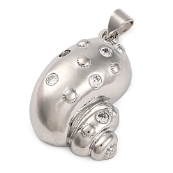 Платина Латунные микро проложить кубического циркония подвески, без кадмия и без свинца, оболочки прелести, с целью перехода в кольце, платина, 27x18.5x10 мм, отверстие : 4.5x3.5 мм