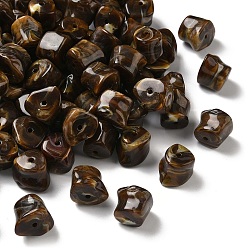 Кокосово-Коричневый Акриловые шарики Gemstone имитация, самородки, два тона, кокосового коричневый, 16x20x17~17.5 мм, отверстие : 2.5 мм, Около 125 шт / 500 г