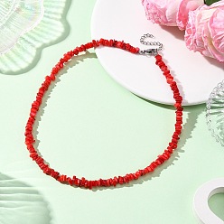 Красный Ожерелья из бисера из натуральных окрашенных пресноводных ракушек, цвет нержавеющей стали, красные, 15.83 дюйм (40.2 см)