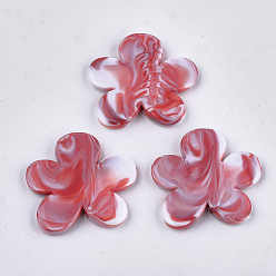 Помидор Акриловые бусины, Стиль имитация драгоценных камней, два тона, цветок, помидор, 40x42x5.5 мм, Отверстие : 3 мм , около 85 шт / 500 г