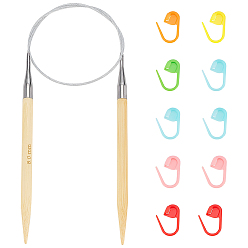 Платина 1 круговые спицы из бамбука, с 10шт. держателем маркеров фиксирующих стежков, платина, 605 мм