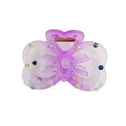 Орхидея Заколки-коготки из смолы со стразами, бантом, сиреневые, 90 мм