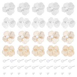 Platinum & Light Gold Набор для изготовления серег своими руками, включая железные колпачки, пластиковые гайки для ушей, пластиковые жемчужины жемчужина серьги, платина и светлое золото, 36x36x1.2 мм, отверстие : 0.9 мм