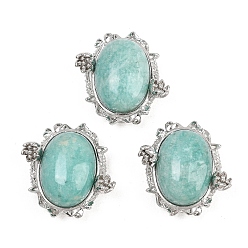 Платина Природные многожильные звенья амазонита, латунный овальный кулон с цветочными звеньями, стойки покрытие, долговечный, платина, 23.5x22.5x11 мм, отверстие : 2 мм