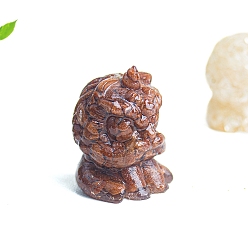 Камень с Пылевым Золотом Украшение в виде льва из смолы, с синтетической крошкой золотого камня внутри статуй для украшения домашнего офиса, 39x37x53 мм