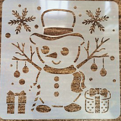 Snowman Christmas Theme Plastic Drawing Painting Stencils Templates, Square, White, Snowman Pattern, 13x13cm