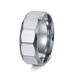 Stainless Steel Color 304 Stainless Steel Finger Rings for Men, Square, Stainless Steel Color, 8mm, US Size 10(19.8mm)
