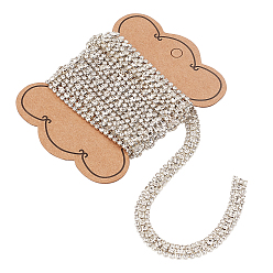 Crystal 2Yards Alloy Rhinestone Strass Chains, Rhinestone Cup Chains, with Cardboard Display Cards, Crystal, 8x3mm