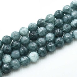 Кадет Синий Природного кварца нитей бисера, окрашенные, круглые, имитация жадеита из Мьянмы, кадетский синий, 6~6.5 мм, отверстие : 0.9~1 мм, около 60~63 шт / нитка, 14.96~15.35 дюйм (38~39 см)