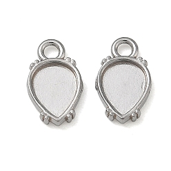 Stainless Steel Color 304 Stainless Steel Pendant Cabochon Settings, Teardrop Charms, Stainless Steel Color, 13x8x2mm, Hole: 2mm