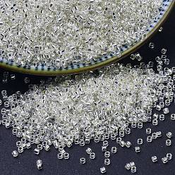 (DBS0041) Silverlined Crystal MIYUKI Delica Beads Small, Cylinder, Japanese Seed Beads, 15/0, (DBS0041) Silverlined Crystal, 1.1x1.3mm, Hole: 0.7mm, about 35000pcs/bag, 100g/bag