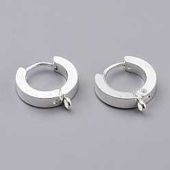 Серебро 201 серьги из нержавеющей стали с обручем, с вертикальной петлей, с 316 хирургическими серьгами из нержавеющей стали, кольцо, серебряные, 15.5x14x3 мм, отверстие : 1.4 мм, штифты : 1 мм