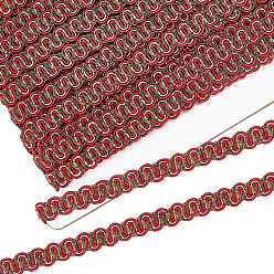 Red Braided Polyester Lace Trim, Garment Accessories, Red, 3/8 inch(10mm), about 16.40 Yards(15m)/Card