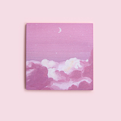 Ярко-Розовый Милый блокнот с рисунком неба липкие заметки, наклейки с наклейками, для офисного школьного чтения, квадратный, ярко-розовый, 80x80x7 мм, 80 листов / шт