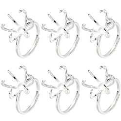 Серебро 6компоненты регулируемых латунных колец для пальцев, 6 настройки зубчатого кольца, серебряные, размер США 6 1/2 (16.9 мм), лоток : 14 мм