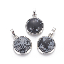Снежный Обсидиан Естественный зеленый авантюрин подвески, с латунной фурнитурой , полукруглый, платина, 23~24x19~20x8~10 мм, отверстие : 8x5 мм