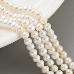 Antique White Natural Cultured Freshwater Pearl Beads Strands, Potato, Antique White, 3.8~4.2mm, Hole: 0.6mm, about 43pcs/strand, 6.50 inch(16.5cm)