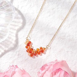 Красный Агат Натуральный сердолик ограненный круглый бисер стрела кулон латунный кабель цепь ожерелья, золотые, 17.72 дюйм (45 см)