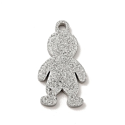 Stainless Steel Color Non-Tarnish 304 Stainless Steel Textured Pendants, Boy, Stainless Steel Color, 13.5x7x1mm, Hole: 1mm