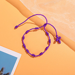 Темно-Фиолетовый Браслеты из переплетенных бусин из нейлонового шнура, Браслеты из четок для пары друзей, темно-фиолетовый, 6-1/4~11-3/4 дюйм (16~30 см)