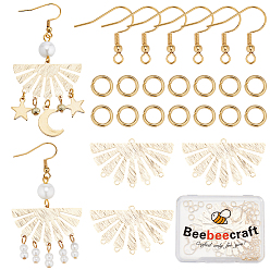 Настоящее золото 24K Набор для изготовления сережек своими руками, компоненты люстры из латуни, звенья и перемычки, 304 нержавеющей стали серьги крюков, реальный 24 k позолоченный, 80 шт / коробка