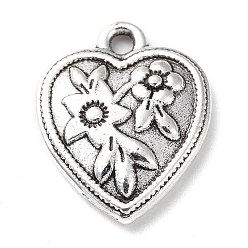 Antique Silver Tibetan Style Alloy Pendants, Heart, Antique Silver, 17.5x14x3mm, Hole: 1.6mm, about 297pcs/500g