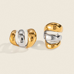 Золотой & Серебряный 304 двухцветные тройные серьги-гвоздики из нержавеющей стали, золотой и серебряный, 26.3x19.3 мм