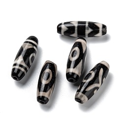 Смешанные Узоры Тибетского стиля бусы дзи, природных бисера агат, окрашенные, рис, смешанные узоры, 30x10 мм, отверстие : 1.8 мм