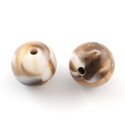 Camel Opaque Acrylic Beads, Round, Camel, 16mm, Hole: 2mm, about 220pcs/500g